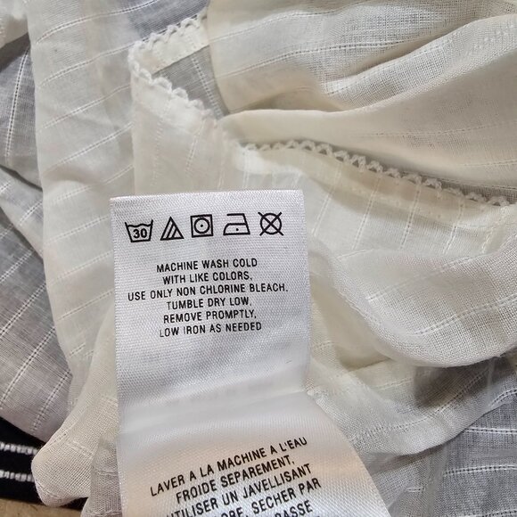 Women's Anthropologie Maeve Nubby Stripes‎ Skirt Navy Blue White Pockets Size 2P - Picture 7 of 7